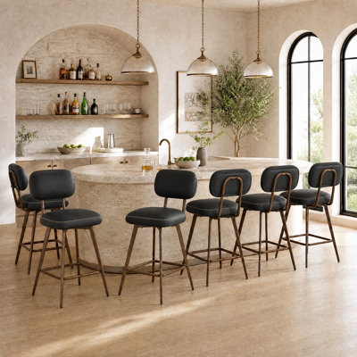 Swivel Upholstered Counter Stool with Metal Frame