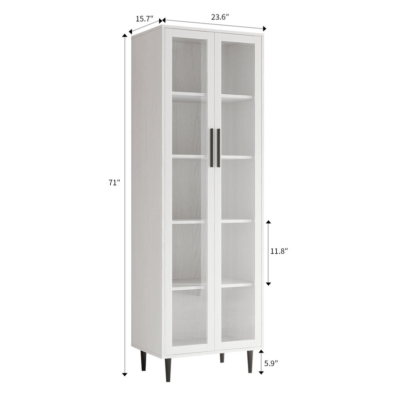 70.9'' H X 23.6'' W Standard Bookcase with Glass Door, White