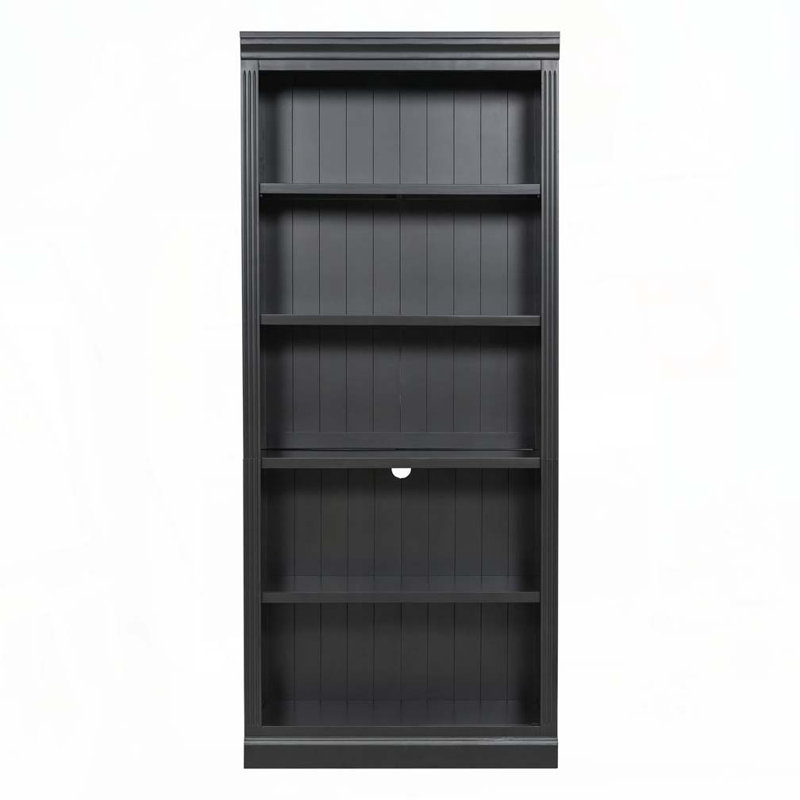 Bibliothèque décorative à 5 niveaux avec tablettes réglables, rangement pour CD / livres / films, Noir