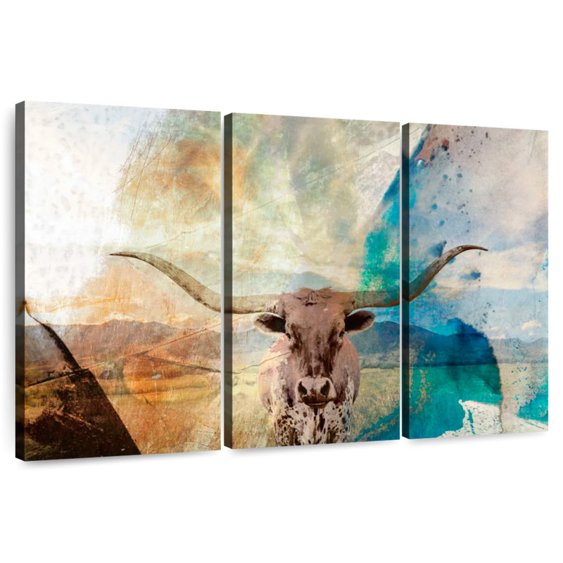 Brampt Abstract Longhorn, 32" H x 50" W