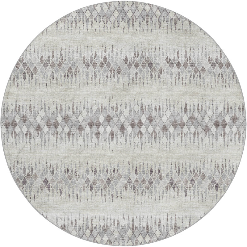 Premium Machine Washable Dream Shag Chevron Rug, Beige, 8' Round