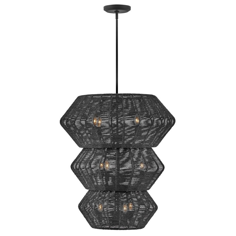 Luca Ten-Light Woven Three-Tier Chandelier by Lisa McDennon, Black