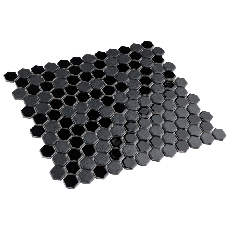 Citi Hex Black 10-1/4" x 11-7/8" Porcelain Mosaic Tile