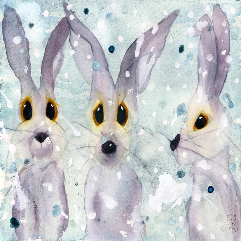 Ensemble de housse de couette en microfibre DiaNoche par Dawn Derman - 3 Snow Rabbits