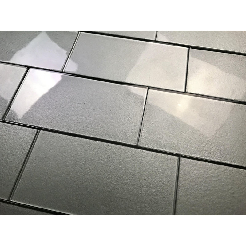 Metallic 3" x 6" Glass Subway Wall Tile, Smokey Haze Silver