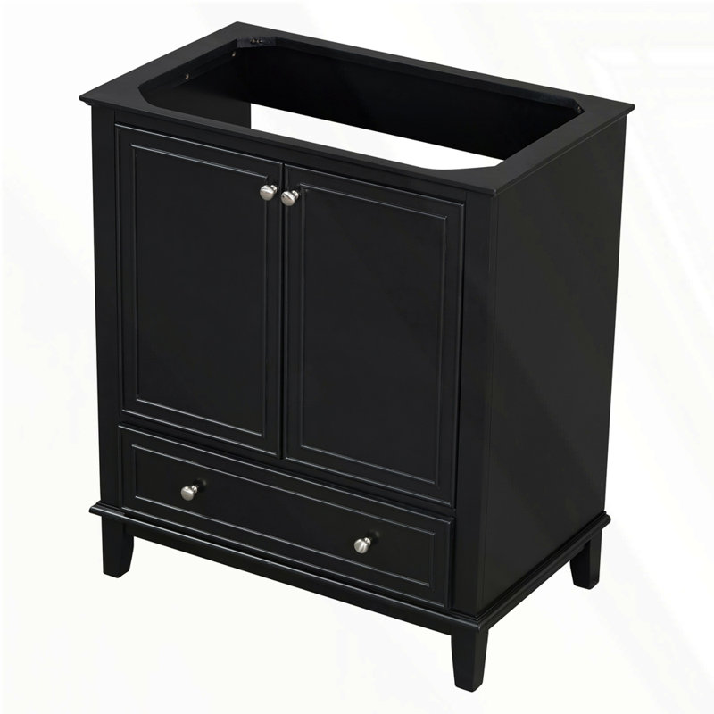 Meuble-lavabo 30 po sans lavabo, Noir, Argent argent