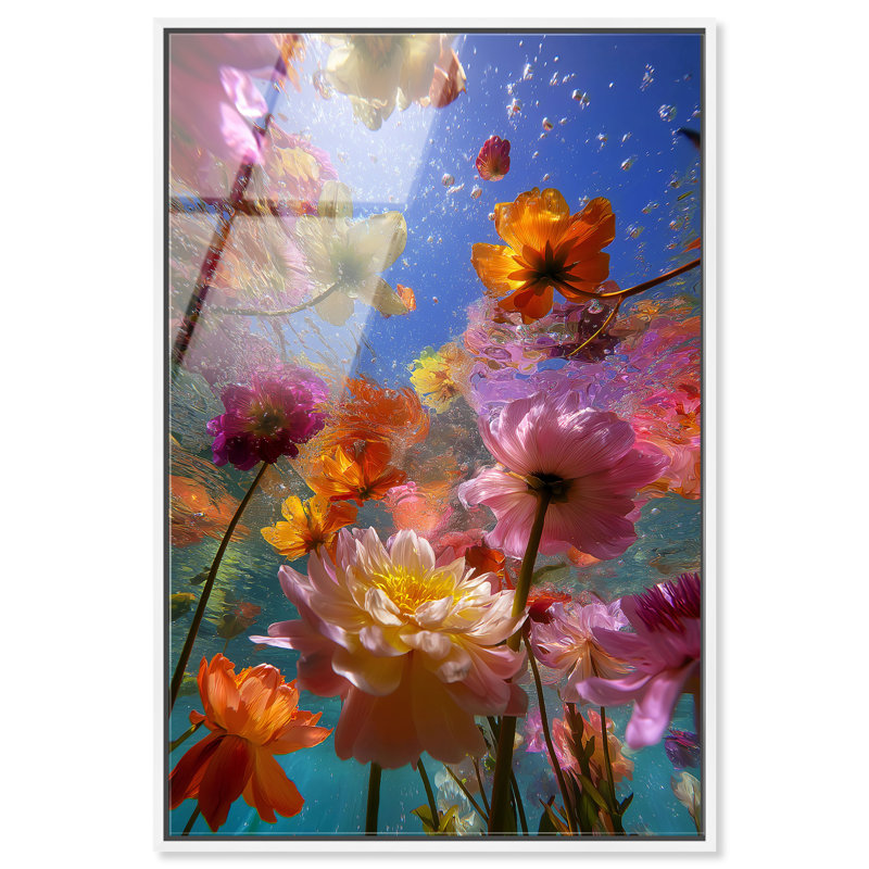 Liquid Bloom II Print, 55"H x 37"W, White Floater Frame
