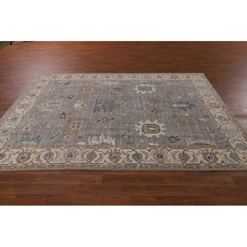 Gray Turkish Oushak Vegetable Dye Area Rug