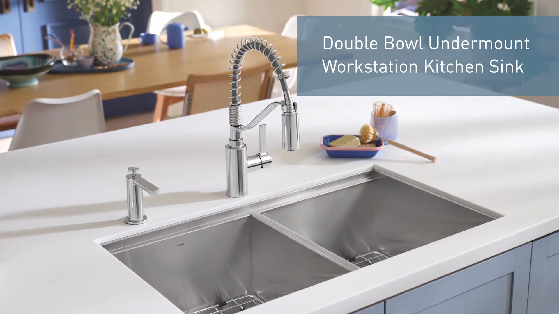 Moen Luxe Chef 33” Workstation Stainless Steel Undermount Double