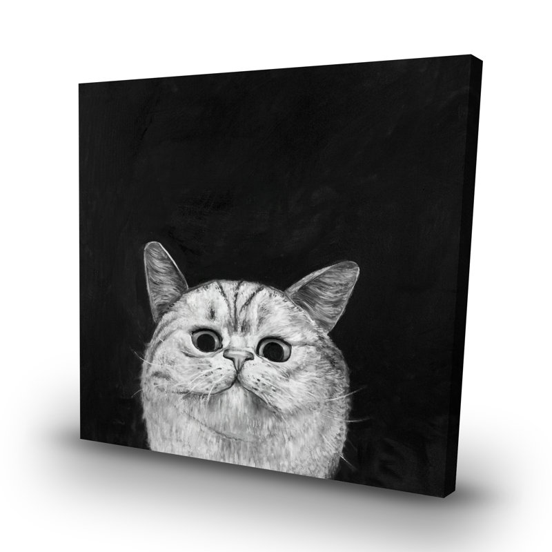 Watching cat - 32"x32" art on canvas