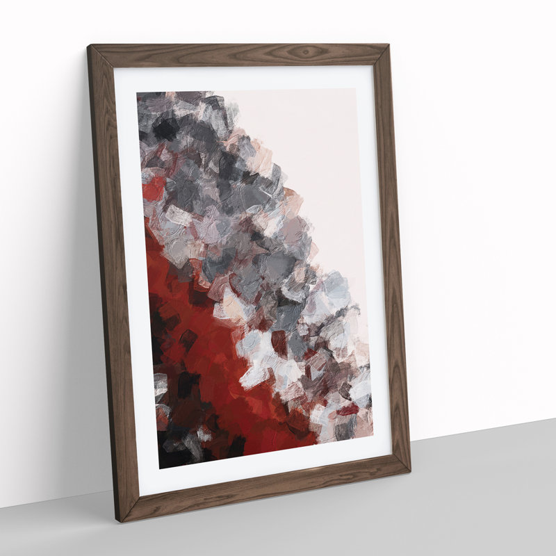 Flowing By Abstract - Single Picture Frame Painting, 34cm H x 25cm W x 2cm D, Walnut