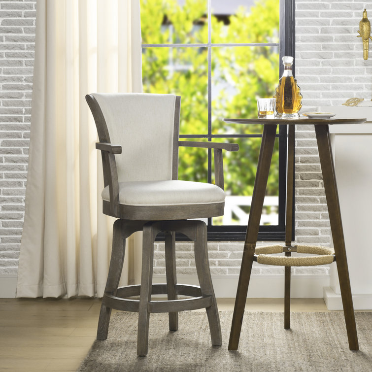 Swivel Upholstered Counter Stool with Solid Wood Frame