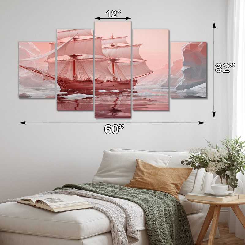 Rose 0 Iceberg Frozen Wonder - art mural de salon Iceberg - 5 panneaux