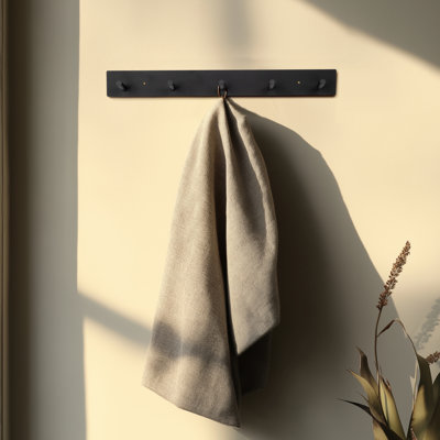 20.5 in. Matte Black 5-Hook Wall-Mounted Hookboard