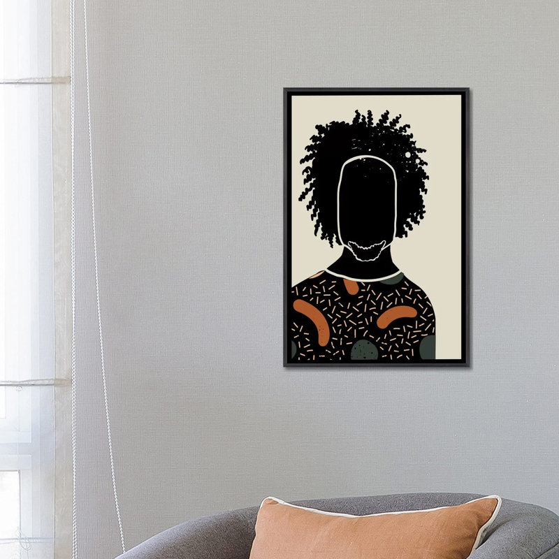 «Black Hair IX», reproduction d'impression, Pas de tapis, Toile avec cadre noir patiné, H 26 po x l 18 po x 1,5 po