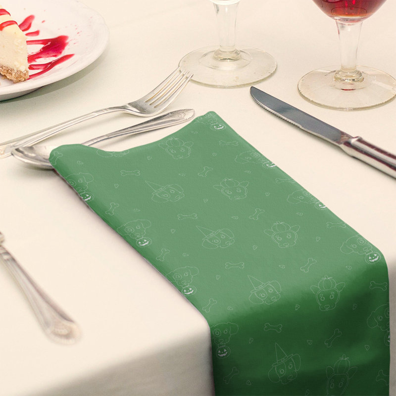 No Pattern Square Napkin, 10" x 10", Cotton, Green/White
