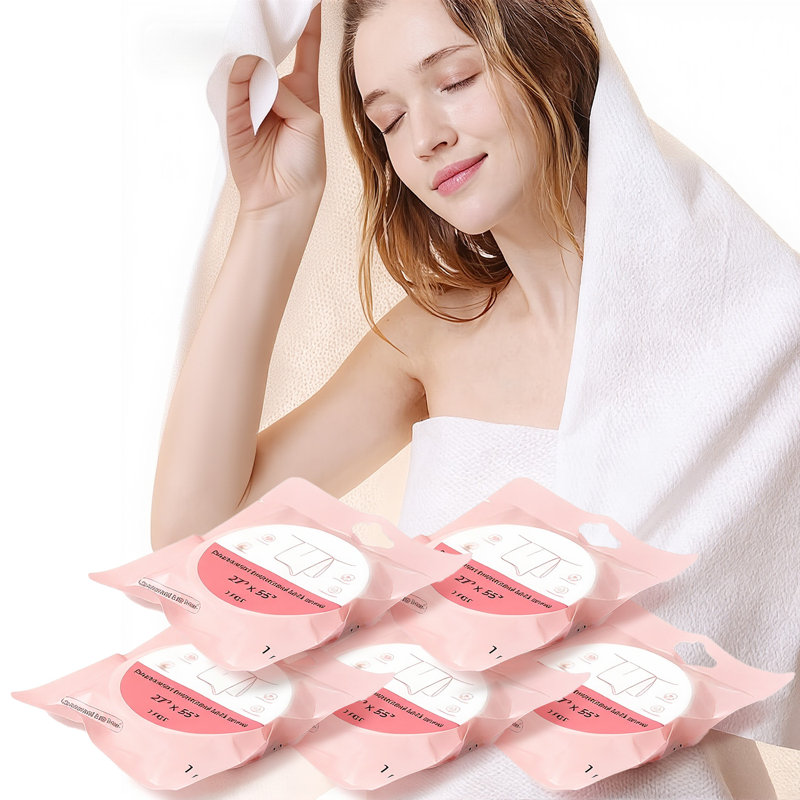 Ensemble de 5 serviettes de bain jetables compressées 27 po x 55 po, emballées individuellement pour le camping