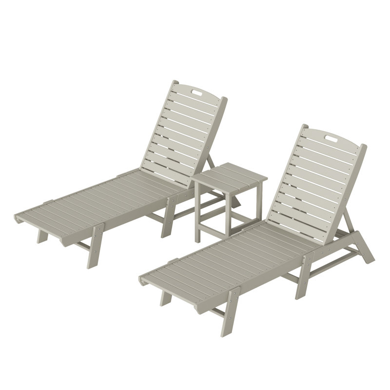 Chaise longue inclinable longue de 78,2 po avec table Laguna, Gris clair