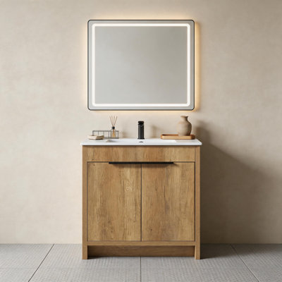 30 Inch Golden Oak Freestanding Bathroom Vanity Base Only