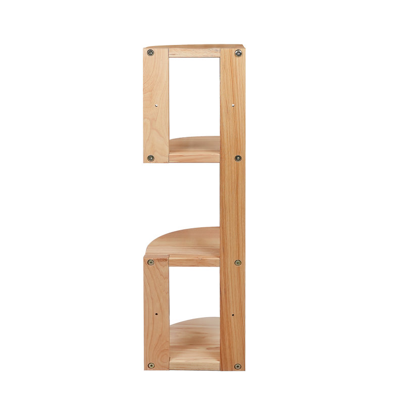 Corner Shelf, 4 Pieces, USA-Grown Solid Hickory Hardwood, Natural Hickory