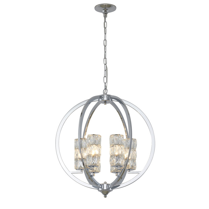 Britt 6 - Light Chrome Chandelier With Clear Crystal Shades