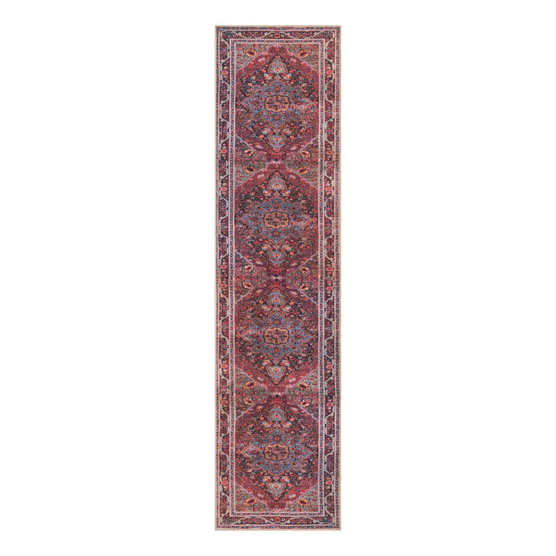 Tapis oriental bourgogne Gamero, Tapis de couloir 2 pi 6 po x 10 pi