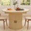 Table de salle à manger pour table de salle à manger extensible de 4 à 6,63 po avec tablette de rangement à 2 niveaux, meuble-lavabo rond ovale en bois avec base piédestal-625866854