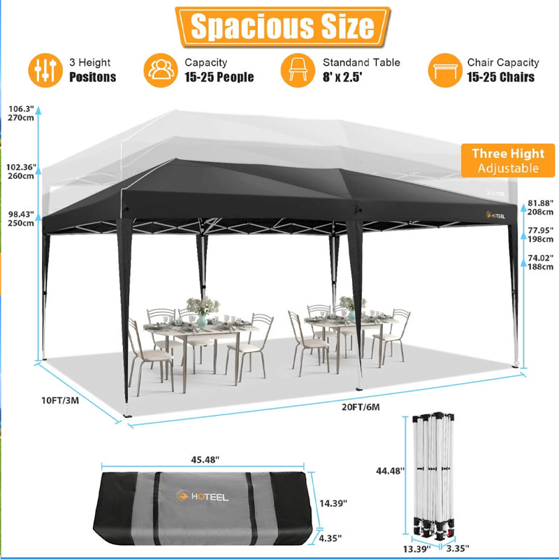 236'' W x 118'' D Metal Canopy, Black