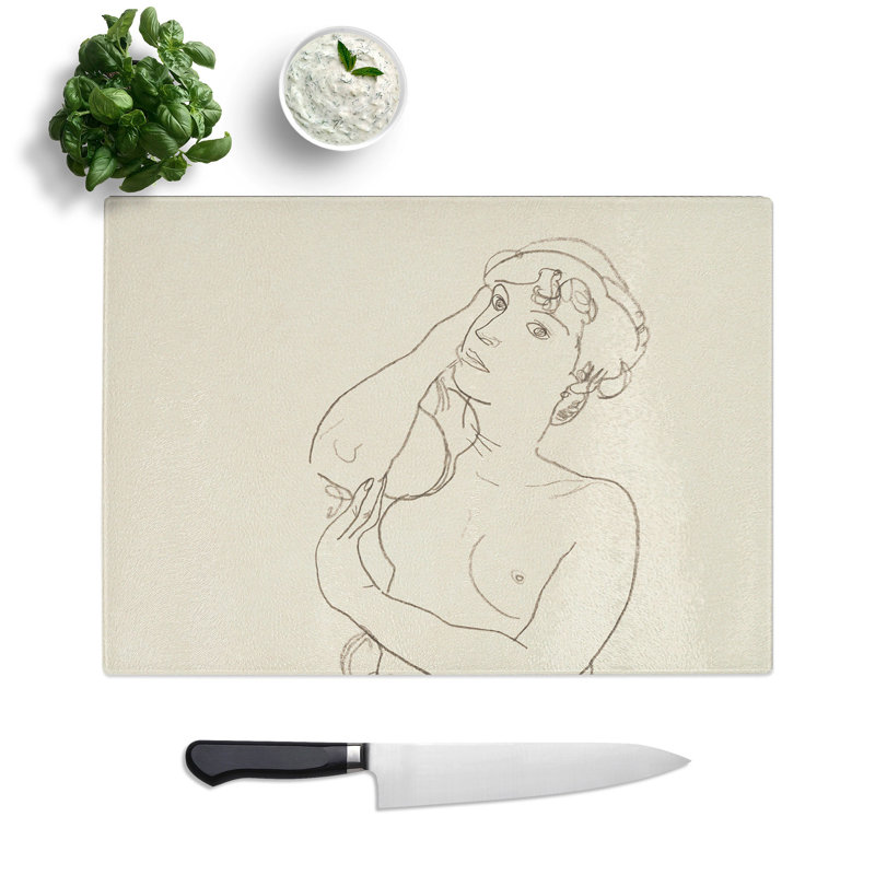 Study of a Naked Woman Vol.3 by Egon Schiele Chopping Board, 20cm W x 28.5cm L