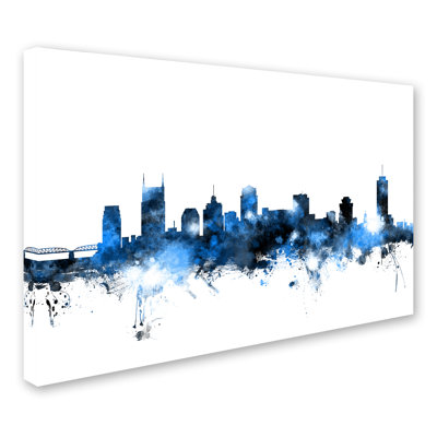 « nashville tennessee horizon white », impression sur toile tendue