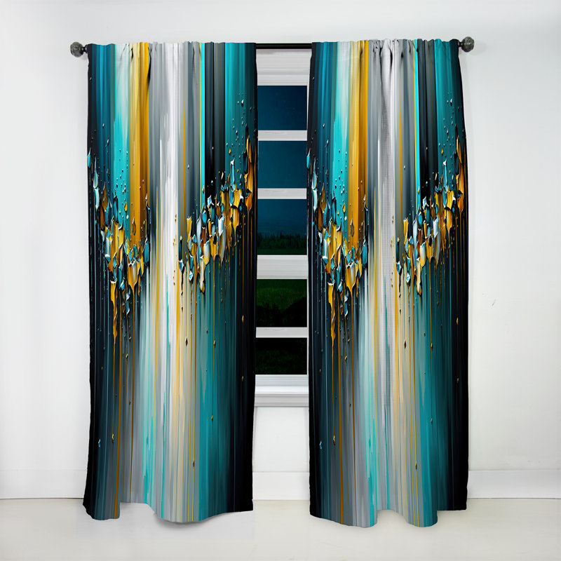 Baldev - Abstract Geometric Black And Green IV - Modern Velvet Curtain - Room Darkening - 1 panel, 52" W x 90" L