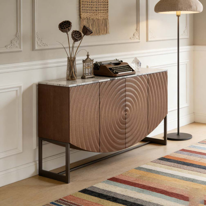3 D wave texture sideboard