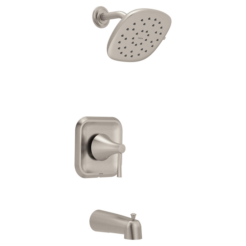 Ensemble de garniture de douche en nickel brossé avec pomme de douche, poignée et bec de baignoire Moen Ronan, Nickel brossé