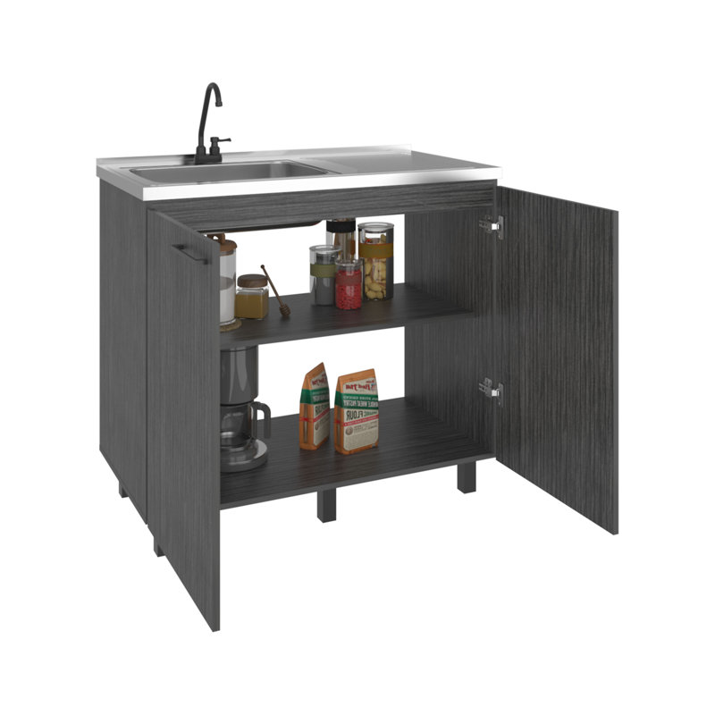 Napoles Utility Sink Complete With Faucet, Smoke Gray