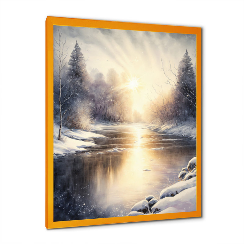 «Sunlight Reflecting the Snow Forest River II», reproduction sur toile, H 44 po x l 34 po x P 1,5 po