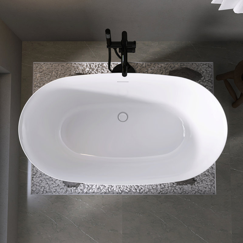 Baignoire autoportante ovale Fslefay 51'' en acrylique avec trop-plein