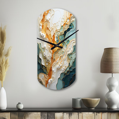 Horloge murale cylindrique orange et blanche
