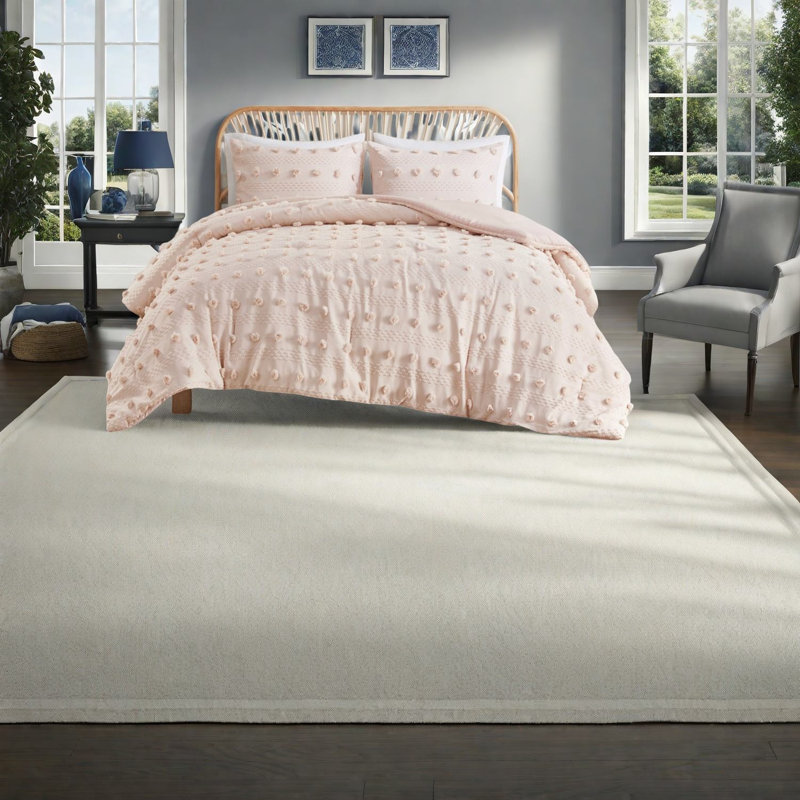 Elegant Polyester Bedding Set, Pink Jacquard Comforter For Home