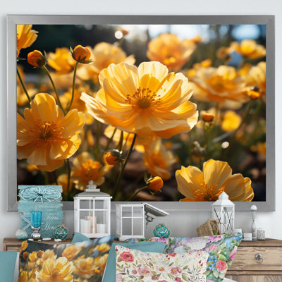 «Yellow Buttercups Field Sunrise IV», reproduction sur toile encadrée