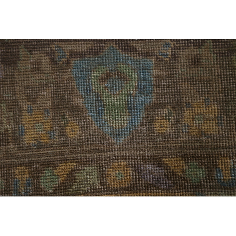 Tapis brun / bleu en laine noué à la main de conception unique 1950S 6 pi 5 po x 9 pi 5 po Kanagy
