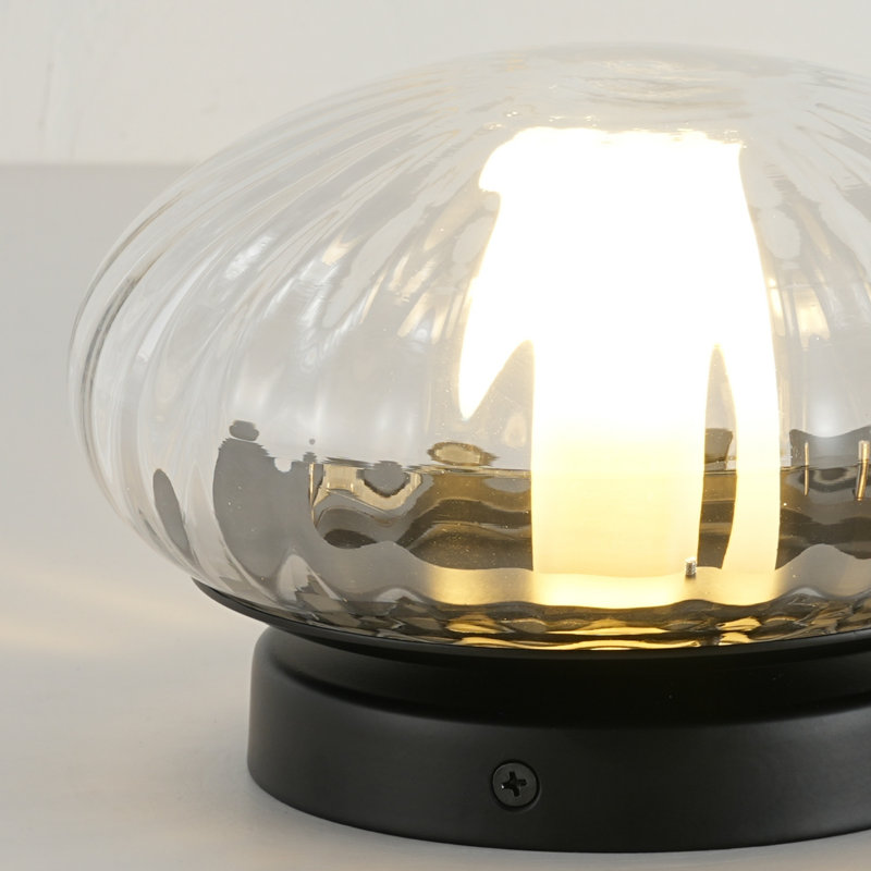Applique murale 1 lumière en forme de citrouille ovale moderne en verre nervuré