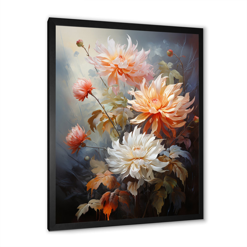 Impression romantique d'Yvane pêche et mamans blanches I, Cadre photo noir, H 20 po x l 12 po x P 1 po