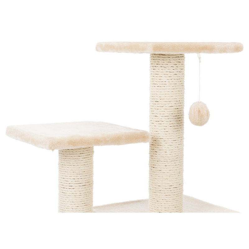 TRIXIE Valencia 28" Cat Tree, 3-Level Cat Tower, Sisal Scratching Posts, Plush Condo and Platforms, Dangling Cat Toy, Natural