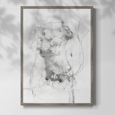Graphite abstrait IV, reproduction encadrée - bois massif