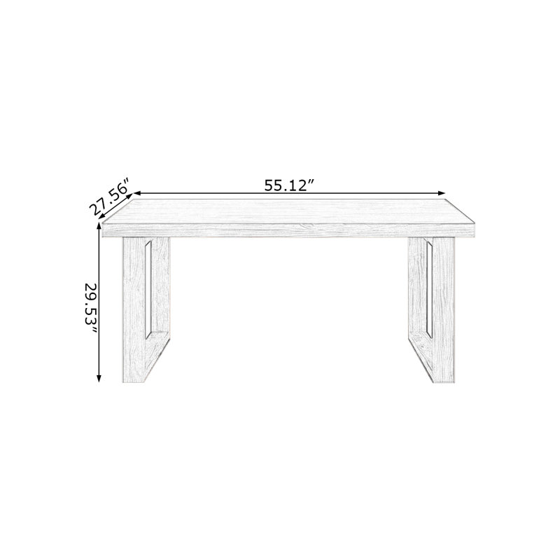 Light walnut Rectangular Solid Wood desk, 29.53" H x 55.12" W x 27.56" D