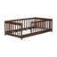 Structure de lit simple avec clôture sans porte, structure en bois d'hévéa avec barrière de sécurité-1186545573