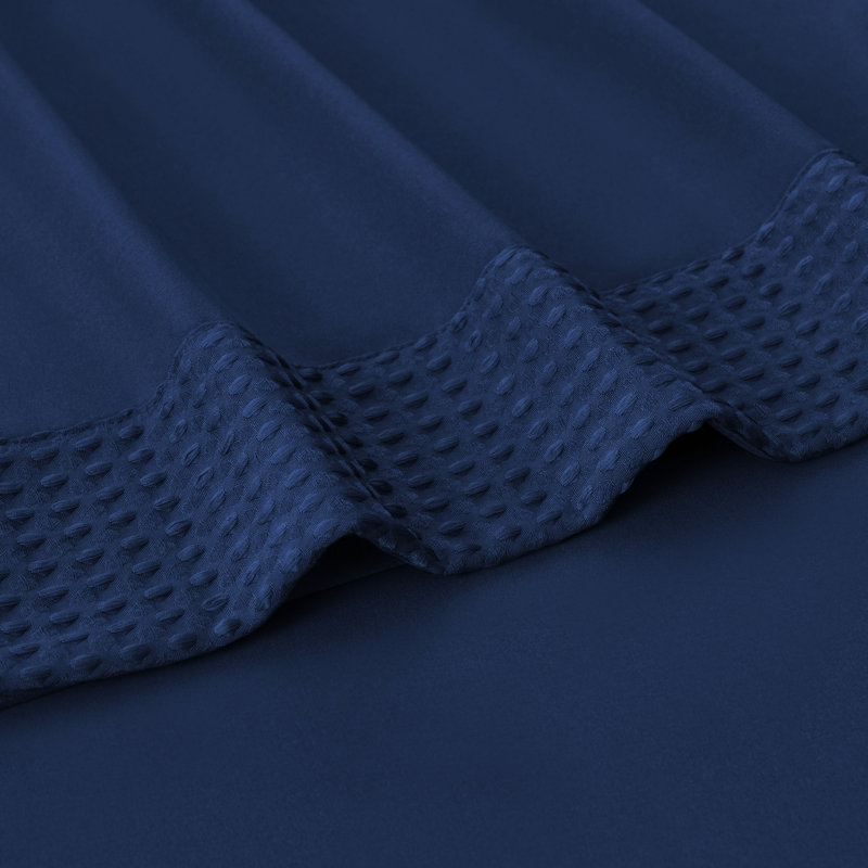 Bamboo 4 Piece 1800 Thread Count Waffle Hem Sheet Set, Navy, Queen