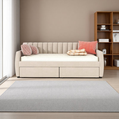 Upholstered Daybed，Wood Slat Support