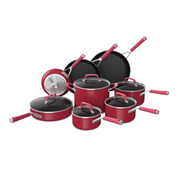 KitchenAid Steel Core Enamel 10 Piece Cookware Set, Empire Red