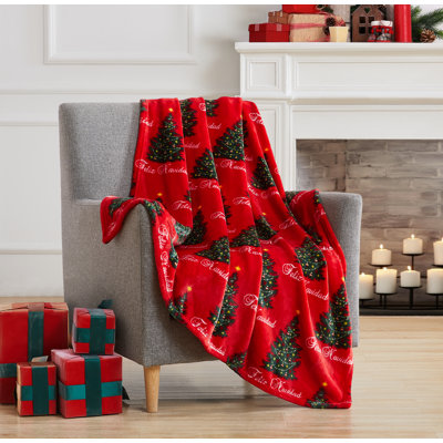 Christmas Tree Printed Flannel Throw 50"X60"